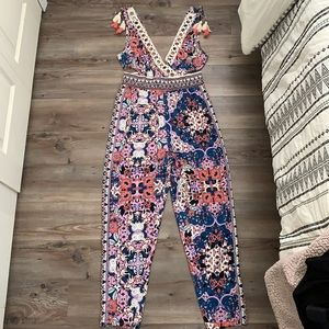Patterned Cutout Jumpsuit - Size 14